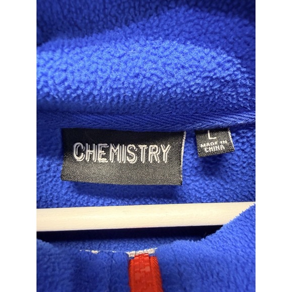 Chemistry Men's Sz L Blue NASA USA Flag Sleeve Patches 1/4 Zip Fleece Sweater - Picture 7 of 11